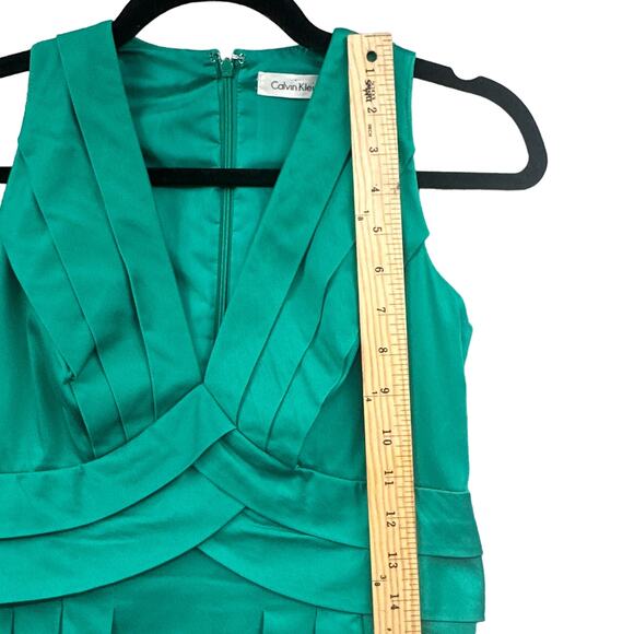 Calvin Klein Dress 2 Teal Green Fit Flare Business Career Party Cocktail Preppy - Picture 14 of 16